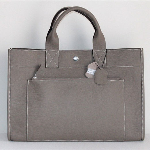 Replica Hermes Cowhide Cabag Weekender Bag Grey 6008 On Sale